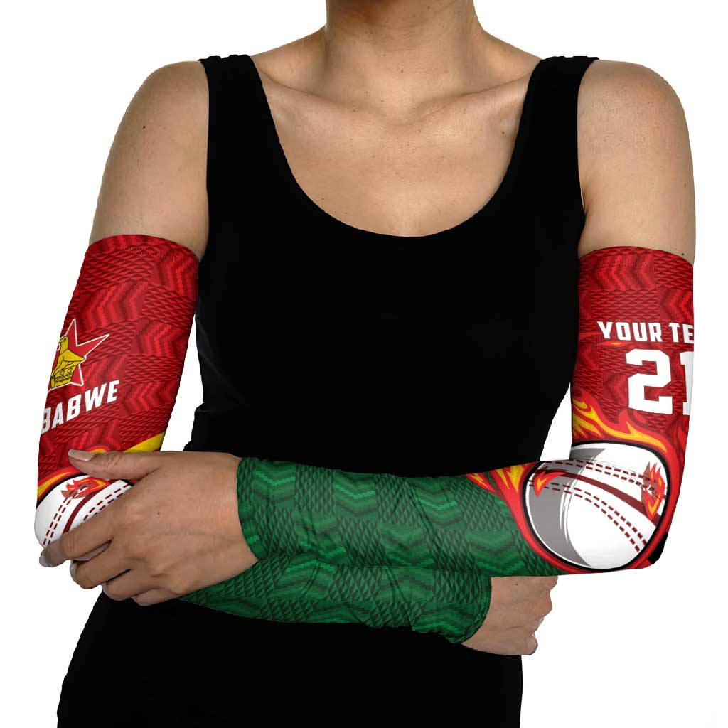 Zimbabwe Cricket Custom Arm Sleeves The Chevrons Cricket Ball Fire - Wonder Print Shop