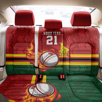 Zimbabwe Cricket Custom Back Car Seat Cover The Chevrons Cricket Ball Fire - Wonder Print Shop