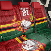 Zimbabwe Cricket Custom Back Car Seat Cover The Chevrons Cricket Ball Fire - Wonder Print Shop