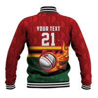 Zimbabwe Cricket Custom Baseball Jacket The Chevrons Cricket Ball Fire - Wonder Print Shop