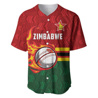 Zimbabwe Cricket Custom Baseball Jersey The Chevrons Cricket Ball Fire - Wonder Print Shop