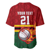 Zimbabwe Cricket Custom Baseball Jersey The Chevrons Cricket Ball Fire - Wonder Print Shop