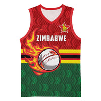 Zimbabwe Cricket Custom Basketball Jersey The Chevrons Cricket Ball Fire - Wonder Print Shop