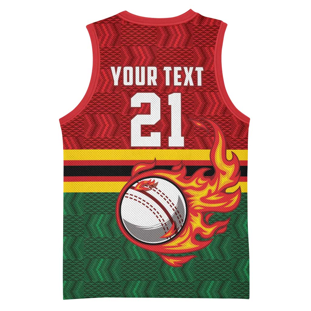 Zimbabwe Cricket Custom Basketball Jersey The Chevrons Cricket Ball Fire - Wonder Print Shop