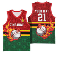 Zimbabwe Cricket Custom Basketball Jersey The Chevrons Cricket Ball Fire - Wonder Print Shop