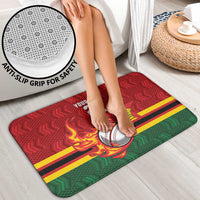 Zimbabwe Cricket Custom Bathroom Set The Chevrons Cricket Ball Fire - Wonder Print Shop