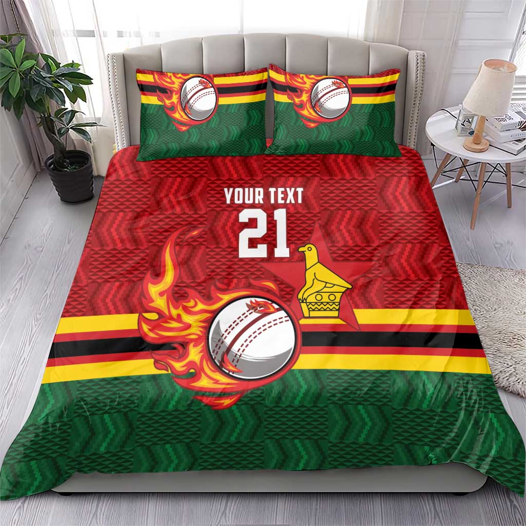 Zimbabwe Cricket Custom Bedding Set The Chevrons Cricket Ball Fire - Wonder Print Shop