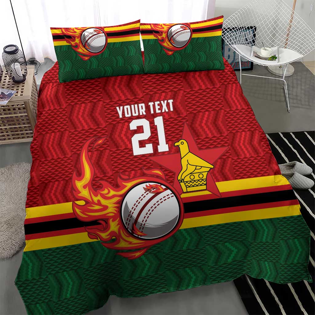 Zimbabwe Cricket Custom Bedding Set The Chevrons Cricket Ball Fire - Wonder Print Shop