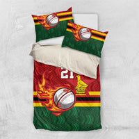 Zimbabwe Cricket Custom Bedding Set The Chevrons Cricket Ball Fire - Wonder Print Shop