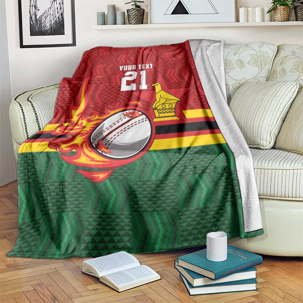 Zimbabwe Cricket Custom Blanket The Chevrons Cricket Ball Fire - Wonder Print Shop