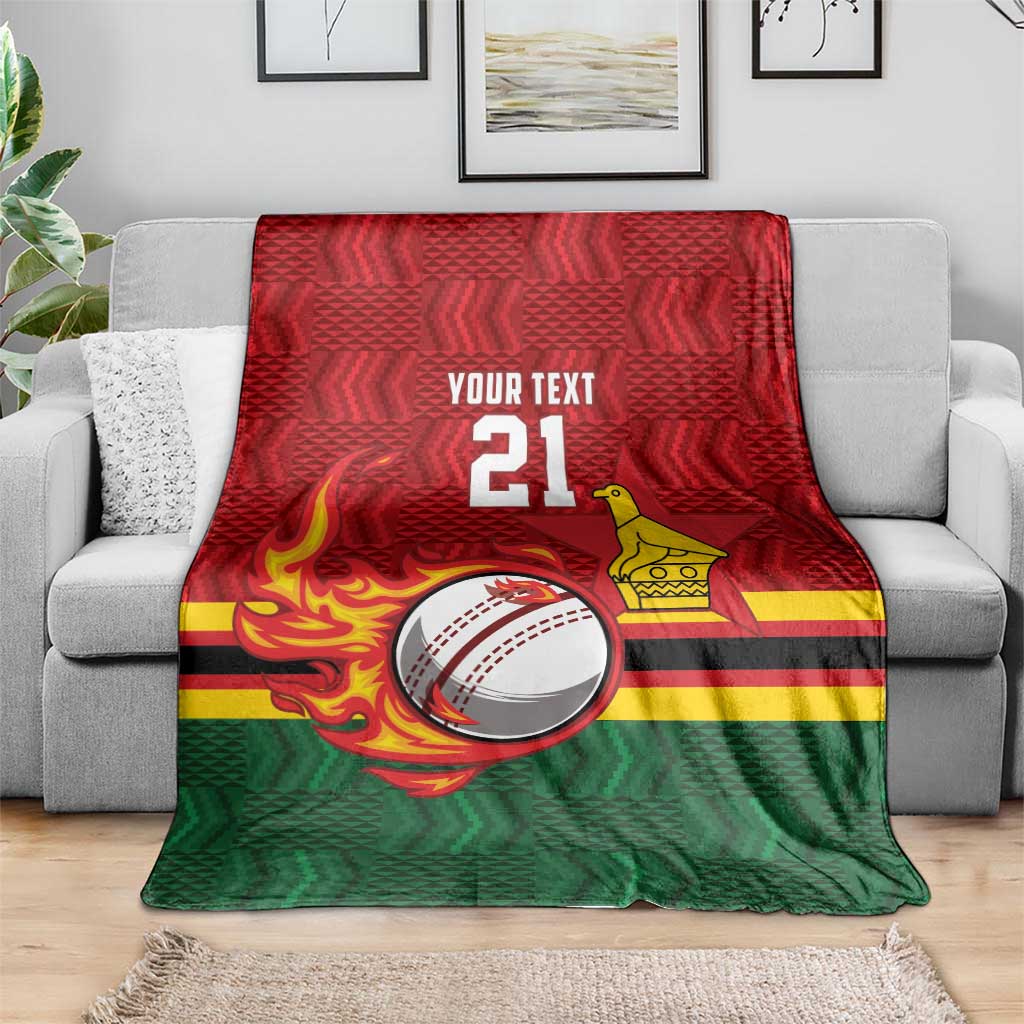 Zimbabwe Cricket Custom Blanket The Chevrons Cricket Ball Fire - Wonder Print Shop