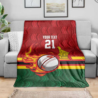 Zimbabwe Cricket Custom Blanket The Chevrons Cricket Ball Fire - Wonder Print Shop