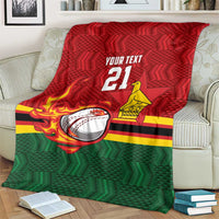 Zimbabwe Cricket Custom Blanket The Chevrons Cricket Ball Fire - Wonder Print Shop
