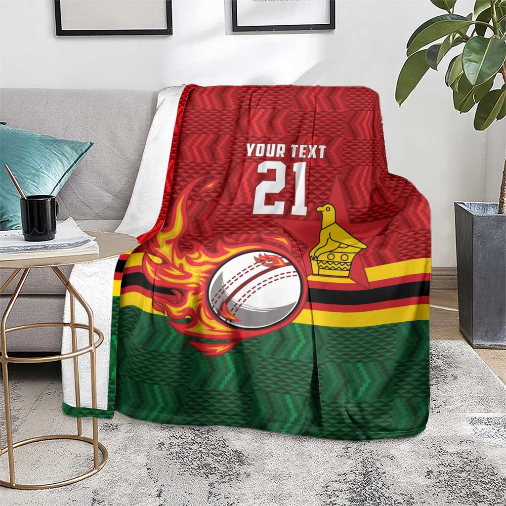 Zimbabwe Cricket Custom Blanket The Chevrons Cricket Ball Fire - Wonder Print Shop