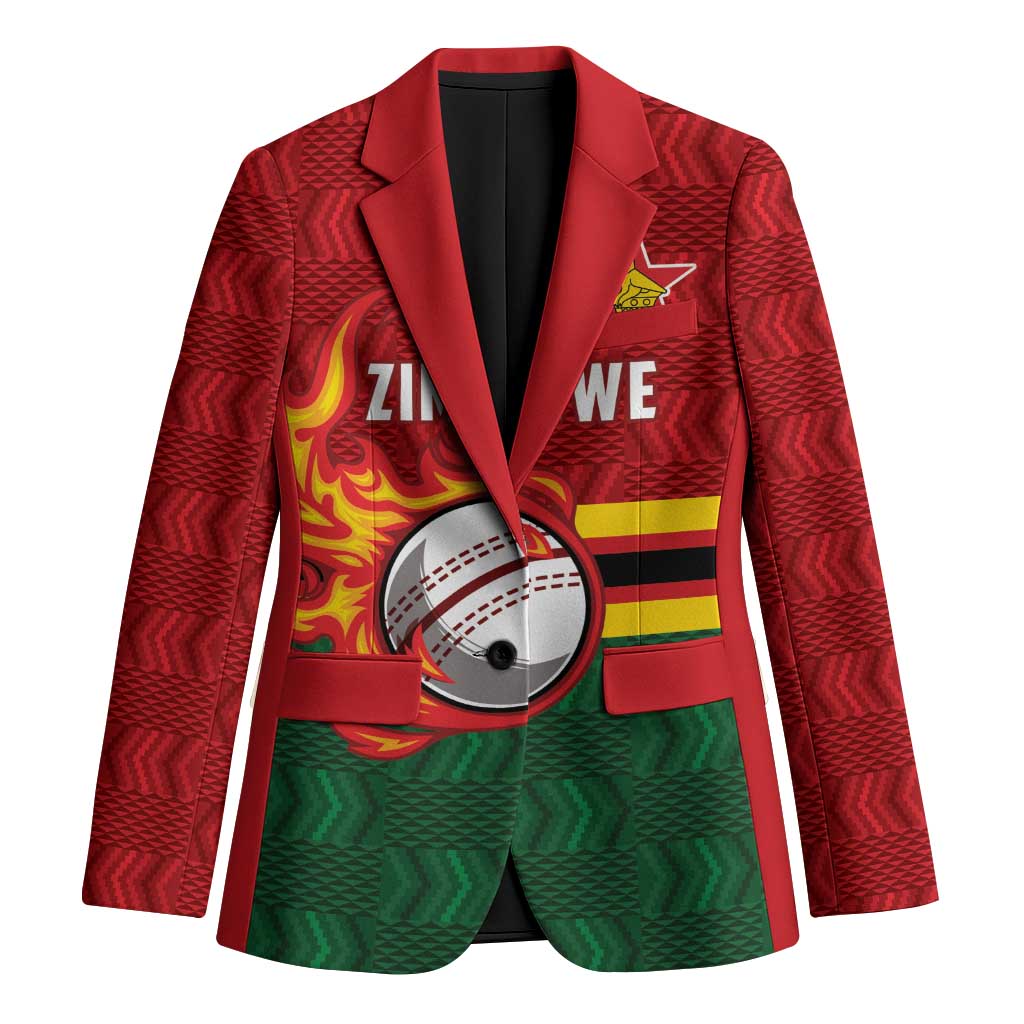 Zimbabwe Cricket Custom Blazer The Chevrons Cricket Ball Fire - Wonder Print Shop
