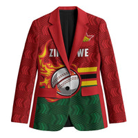 Zimbabwe Cricket Custom Blazer The Chevrons Cricket Ball Fire - Wonder Print Shop