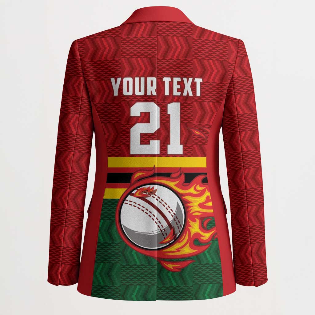 Zimbabwe Cricket Custom Blazer The Chevrons Cricket Ball Fire - Wonder Print Shop