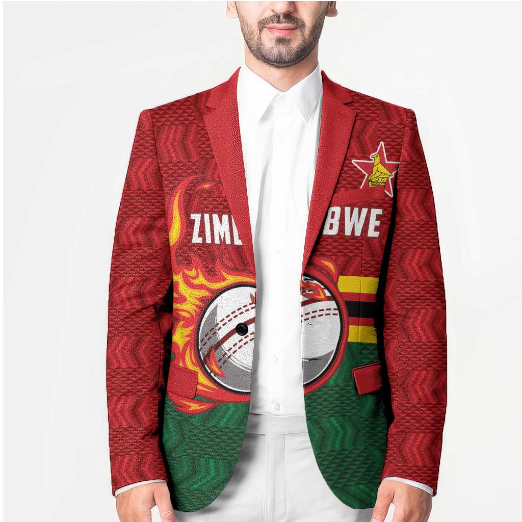 Zimbabwe Cricket Custom Blazer The Chevrons Cricket Ball Fire - Wonder Print Shop