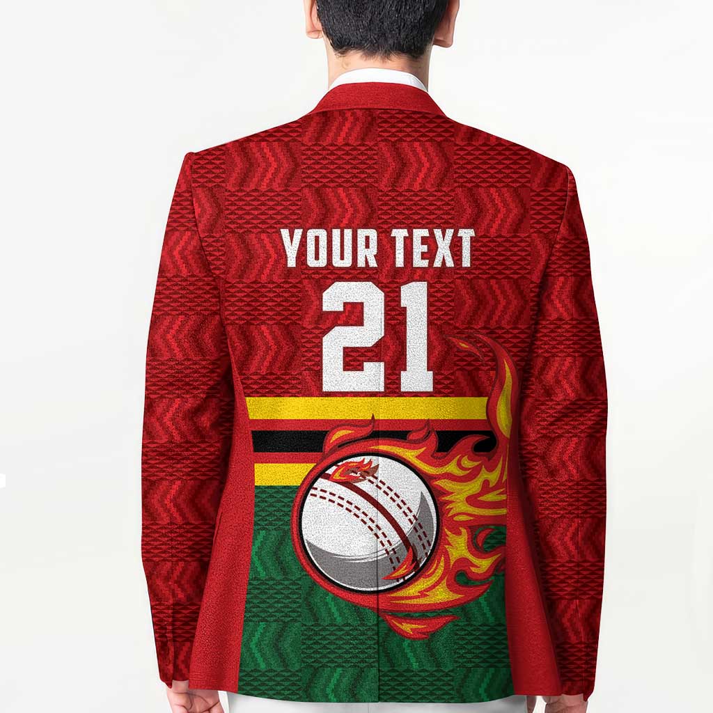 Zimbabwe Cricket Custom Blazer The Chevrons Cricket Ball Fire - Wonder Print Shop