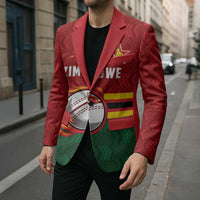 Zimbabwe Cricket Custom Blazer The Chevrons Cricket Ball Fire - Wonder Print Shop