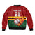 Zimbabwe Cricket Custom Bomber Jacket The Chevrons Cricket Ball Fire - Wonder Print Shop