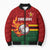 Zimbabwe Cricket Custom Bomber Puffer Jacket The Chevrons Cricket Ball Fire - Wonder Print Shop
