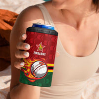 Zimbabwe Cricket Custom 4 in 1 Can Cooler Tumbler The Chevrons Cricket Ball Fire - Wonder Print Shop