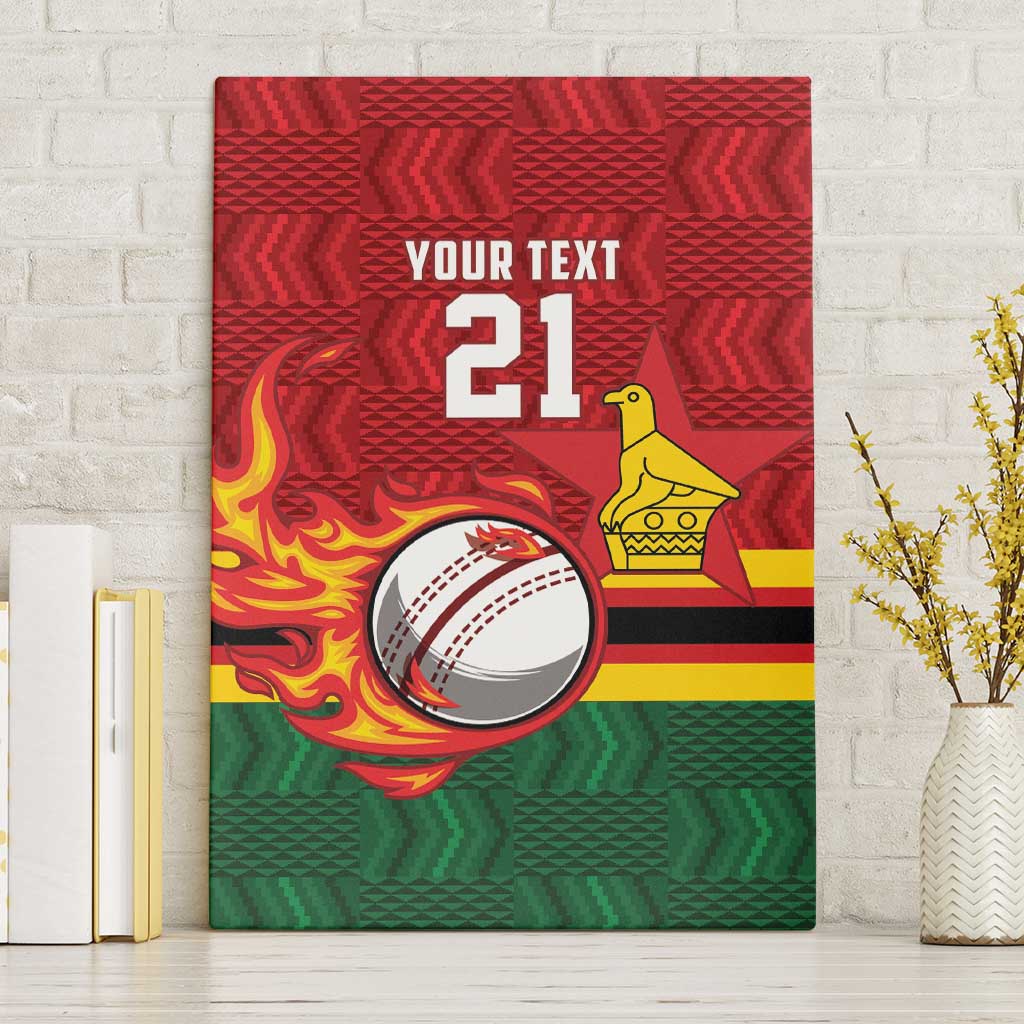 Zimbabwe Cricket Custom Canvas Wall Art The Chevrons Cricket Ball Fire - Wonder Print Shop