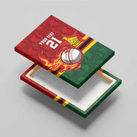 Zimbabwe Cricket Custom Canvas Wall Art The Chevrons Cricket Ball Fire - Wonder Print Shop