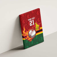 Zimbabwe Cricket Custom Canvas Wall Art The Chevrons Cricket Ball Fire - Wonder Print Shop