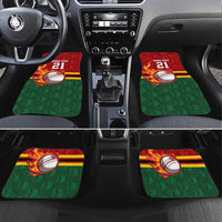 Zimbabwe Cricket Custom Car Mats The Chevrons Cricket Ball Fire - Wonder Print Shop