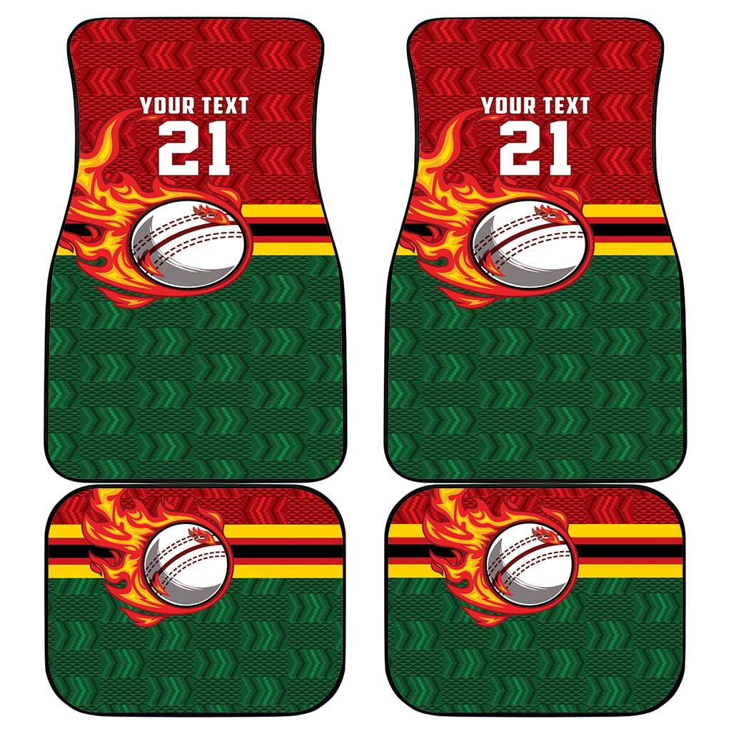 Zimbabwe Cricket Custom Car Mats The Chevrons Cricket Ball Fire - Wonder Print Shop