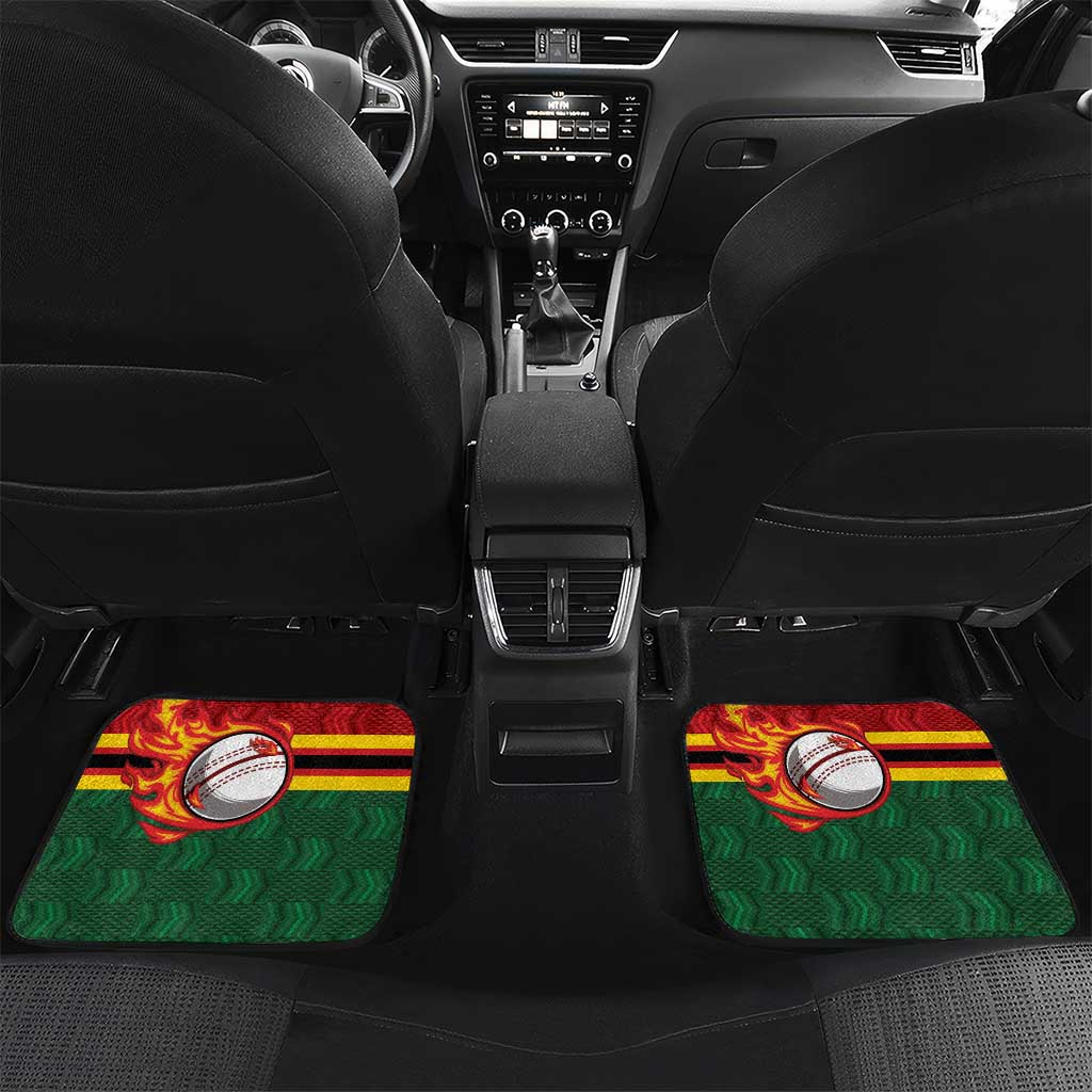 Zimbabwe Cricket Custom Car Mats The Chevrons Cricket Ball Fire - Wonder Print Shop