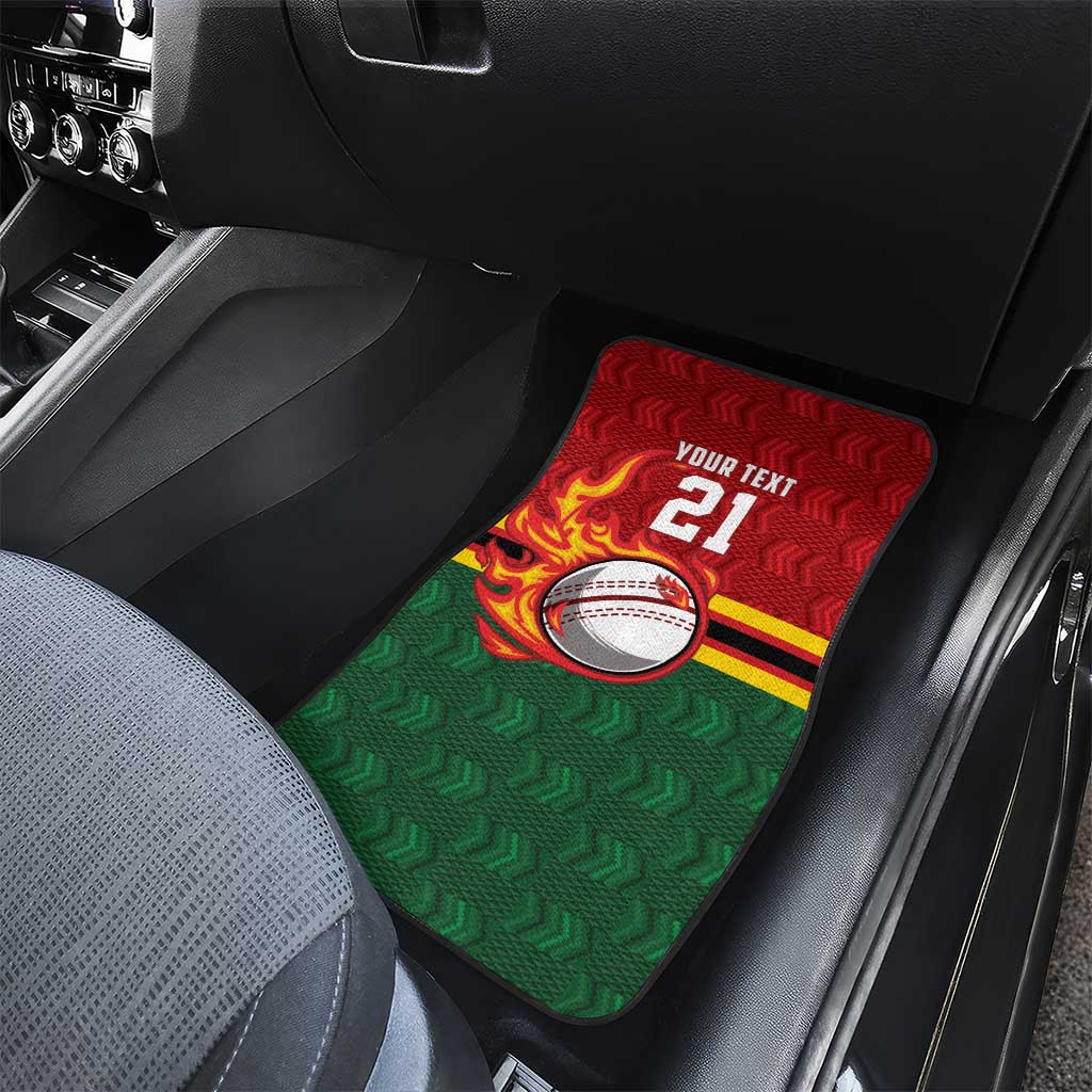 Zimbabwe Cricket Custom Car Mats The Chevrons Cricket Ball Fire - Wonder Print Shop