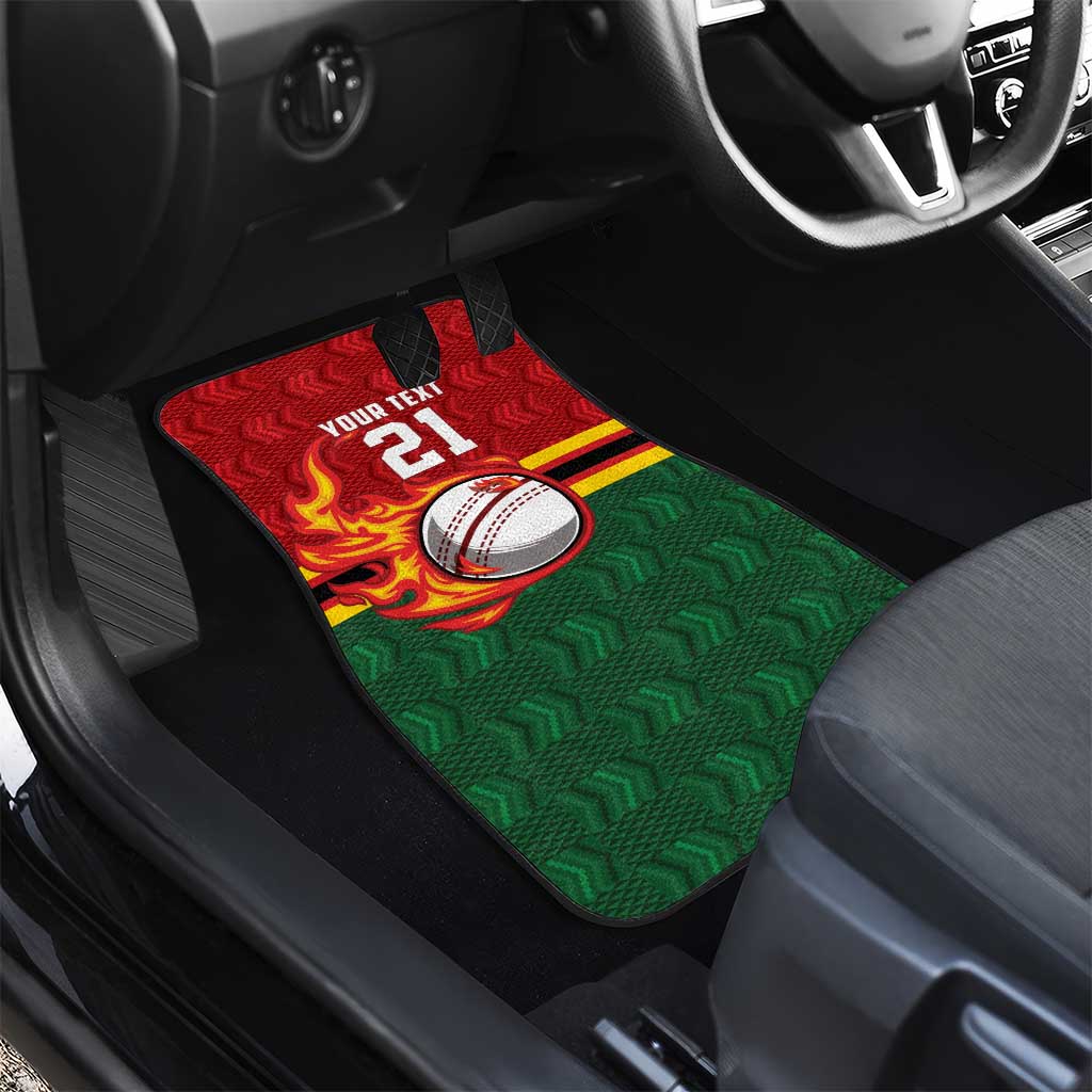 Zimbabwe Cricket Custom Car Mats The Chevrons Cricket Ball Fire - Wonder Print Shop