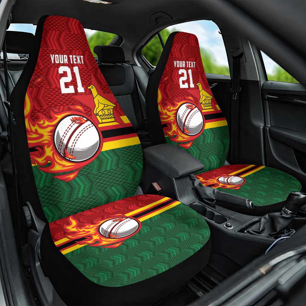 Zimbabwe Cricket Custom Car Seat Cover The Chevrons Cricket Ball Fire - Wonder Print Shop