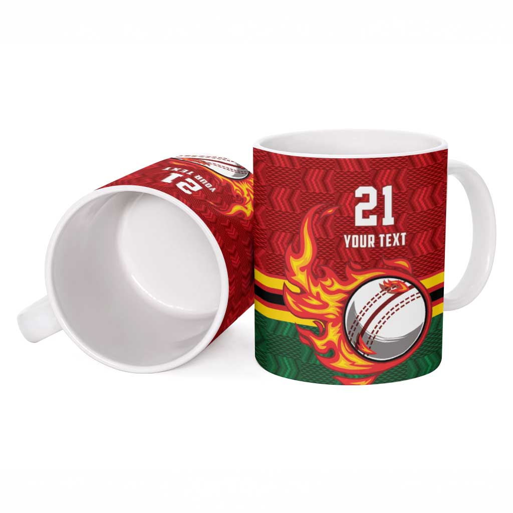 Zimbabwe Cricket Custom Ceramic Mug The Chevrons Cricket Ball Fire - Wonder Print Shop