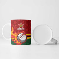 Zimbabwe Cricket Custom Ceramic Mug The Chevrons Cricket Ball Fire - Wonder Print Shop