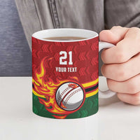 Zimbabwe Cricket Custom Ceramic Mug The Chevrons Cricket Ball Fire - Wonder Print Shop