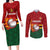 Zimbabwe Cricket Custom Couples Matching Long Sleeve Bodycon Dress and Long Sleeve Button Shirt The Chevrons Cricket Ball Fire - Wonder Print Shop