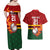 Zimbabwe Cricket Custom Couples Matching Off Shoulder Maxi Dress and Hawaiian Shirt The Chevrons Cricket Ball Fire - Wonder Print Shop