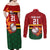 Zimbabwe Cricket Custom Couples Matching Off Shoulder Maxi Dress and Long Sleeve Button Shirt The Chevrons Cricket Ball Fire - Wonder Print Shop