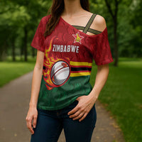 Zimbabwe Cricket Custom Cross Shoulder Shirt The Chevrons Cricket Ball Fire - Wonder Print Shop