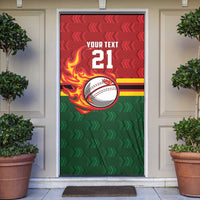 Zimbabwe Cricket Custom Door Cover The Chevrons Cricket Ball Fire - Wonder Print Shop