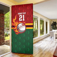 Zimbabwe Cricket Custom Door Cover The Chevrons Cricket Ball Fire - Wonder Print Shop