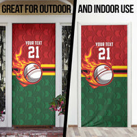 Zimbabwe Cricket Custom Door Cover The Chevrons Cricket Ball Fire - Wonder Print Shop