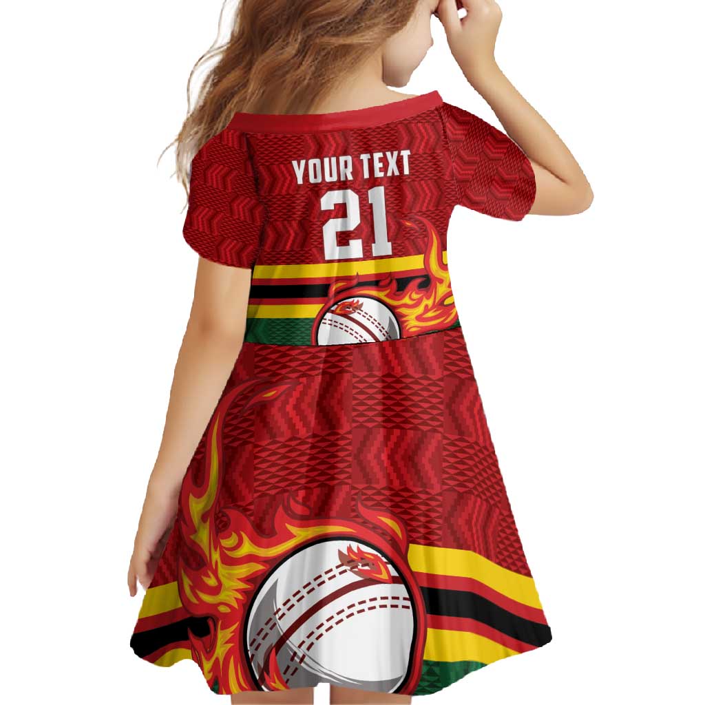 Zimbabwe Cricket Custom Family Matching Mermaid Dress and Hawaiian Shirt The Chevrons Cricket Ball Fire - Wonder Print Shop
