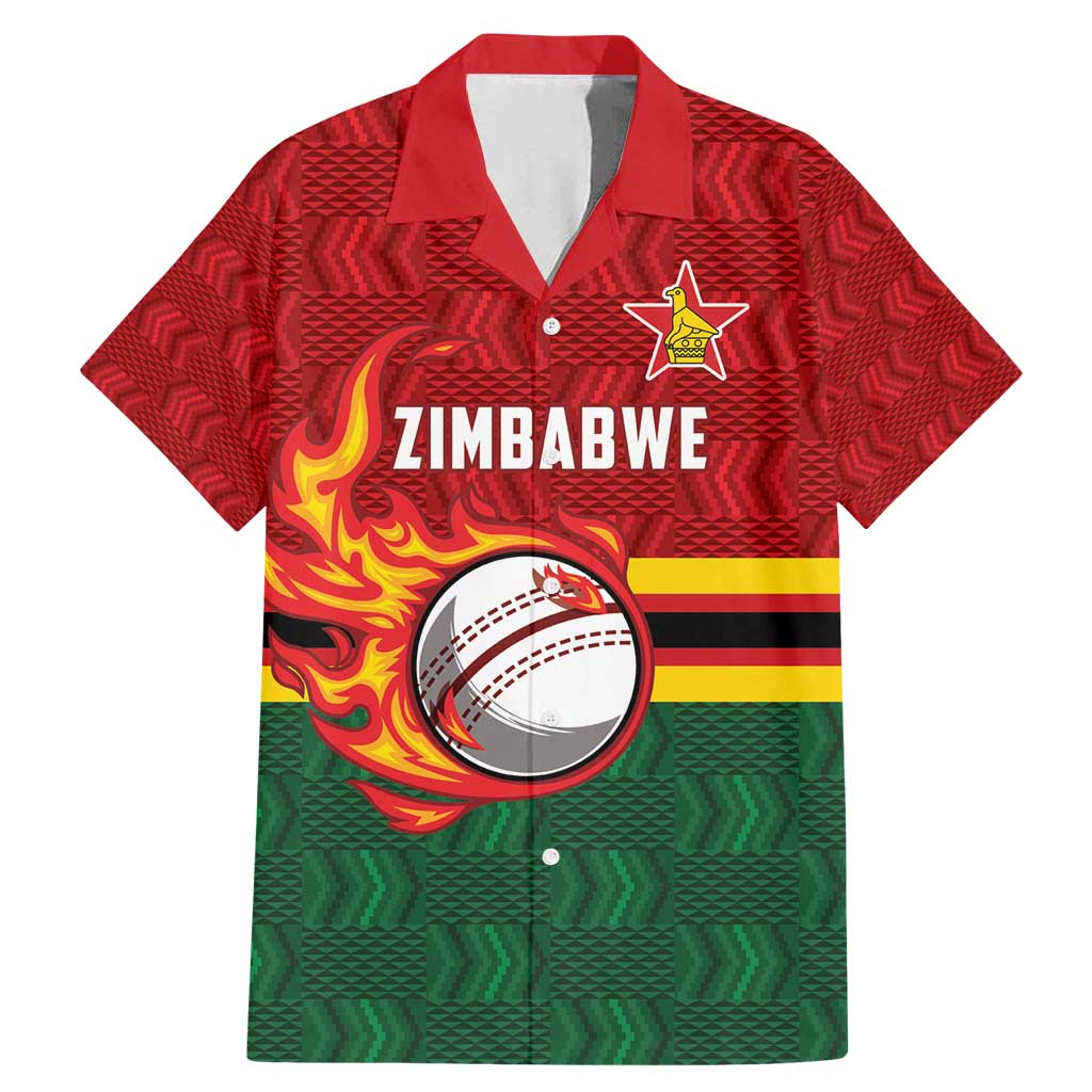 Zimbabwe Cricket Custom Family Matching Mermaid Dress and Hawaiian Shirt The Chevrons Cricket Ball Fire - Wonder Print Shop