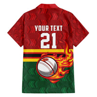 Zimbabwe Cricket Custom Family Matching Off The Shoulder Long Sleeve Dress and Hawaiian Shirt The Chevrons Cricket Ball Fire - Wonder Print Shop
