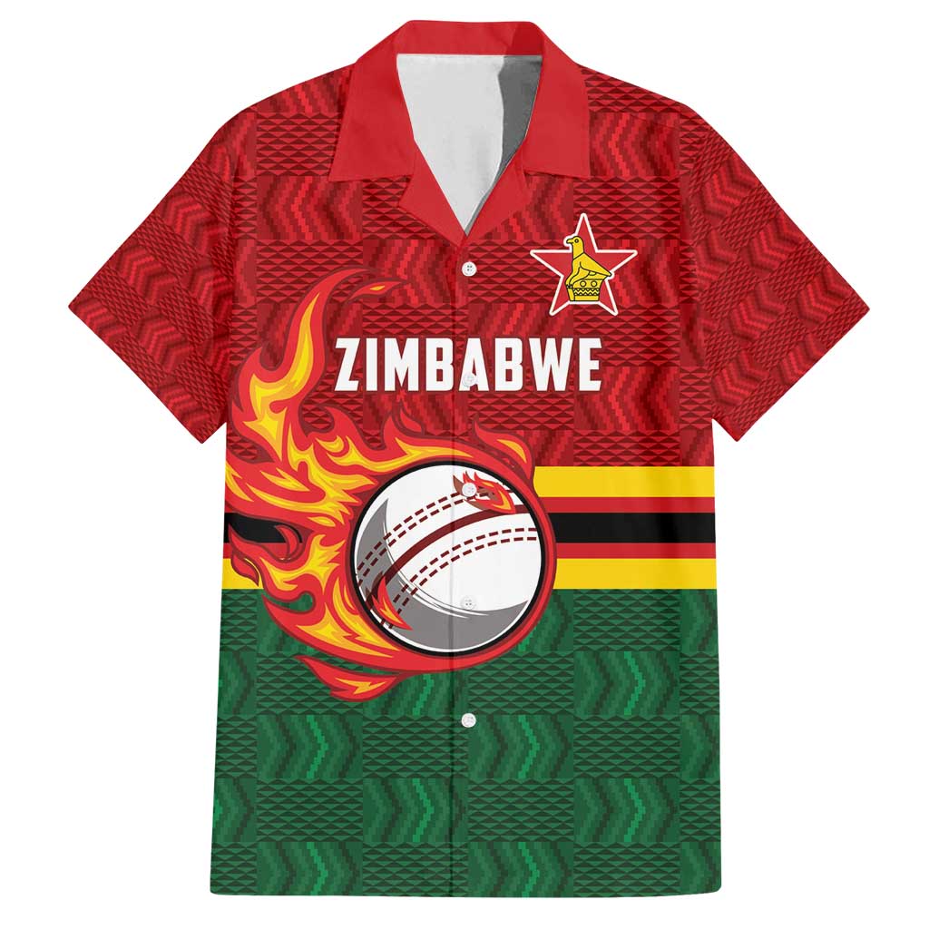 Zimbabwe Cricket Custom Family Matching Off Shoulder Maxi Dress and Hawaiian Shirt The Chevrons Cricket Ball Fire - Wonder Print Shop